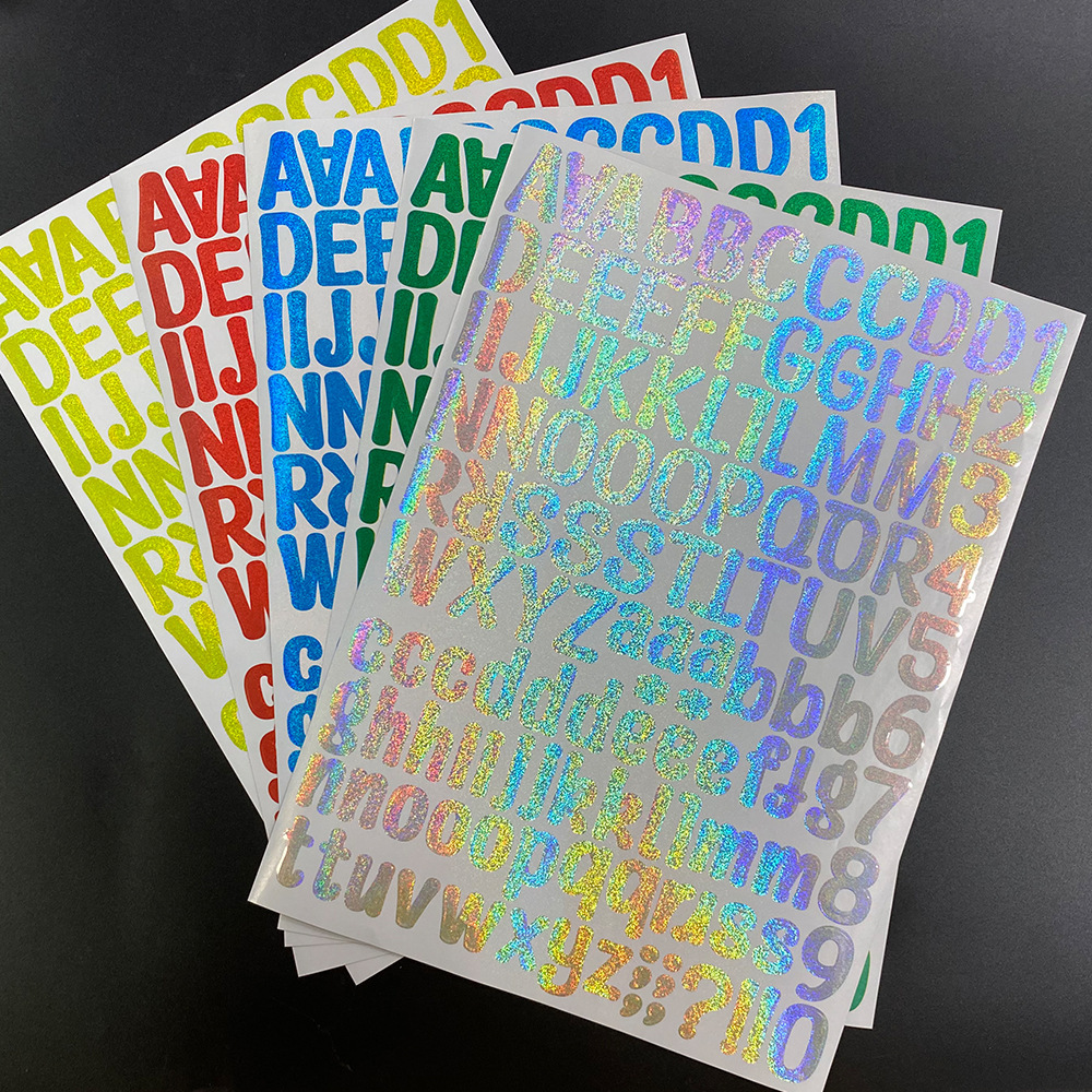 Cross-border laser number sticker 1 inch diy self-adhesive vinyl mailbox waterproof personalized a4 laser letter sticker