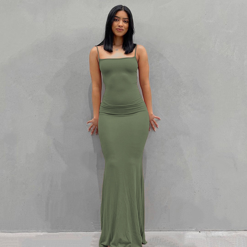 European and American Foreign Trade Women's 2022 Kardashian skims Dress Casual Slim-fit Sling Home Dress