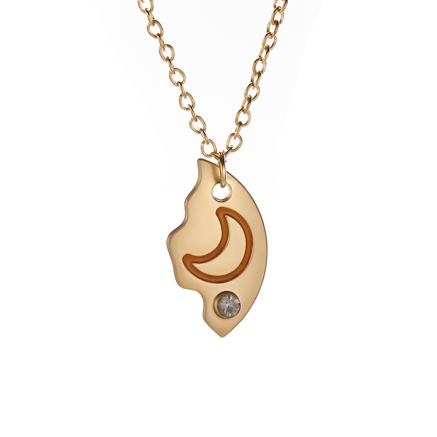 Alloy Cartoon Cross-border New Splicing Star Moon Sun Three-piece Color Necklace Round Diamond Pendant