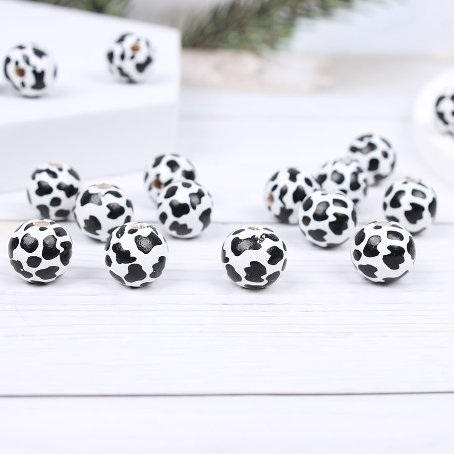 leopard wood beads milk cow wood beads zebra animal wood beads loose beads hemp rope tassel wood beads string diy accessories