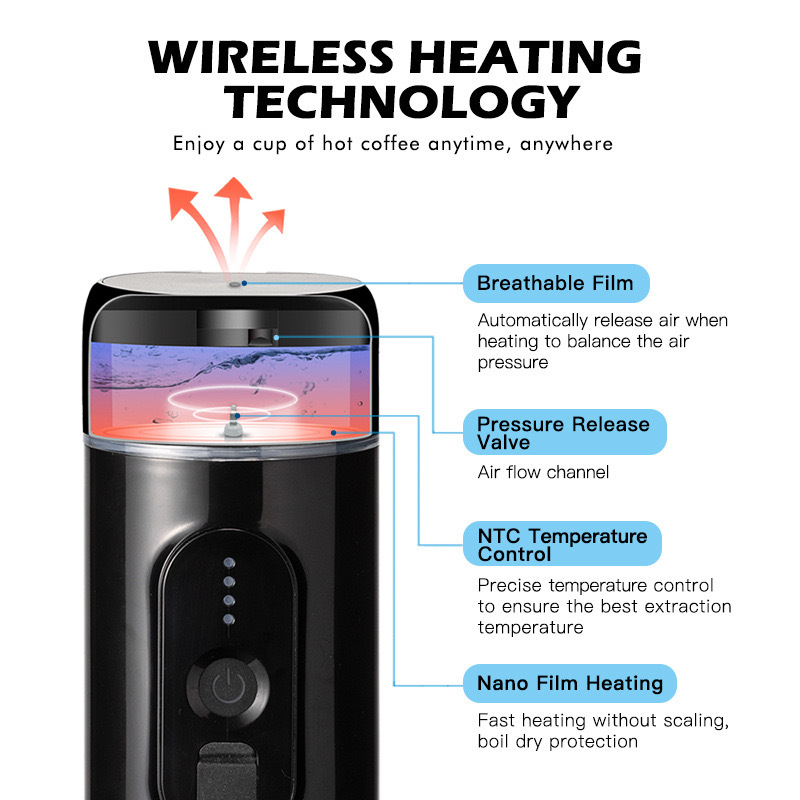 Wireless heating Italian coffee machine powder capsule charging portable outdoor travel car household electric coffee machine