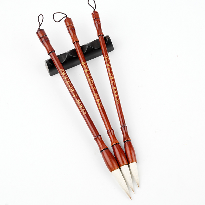 Factory wholesale part-time Wolf hair hair brush large, medium and small solid wood rod beginners training class calligraphy practice brush