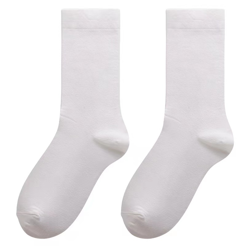 White boneless socks women's autumn mid-calf length socks ins Japanese college style simple solid color pile socks
