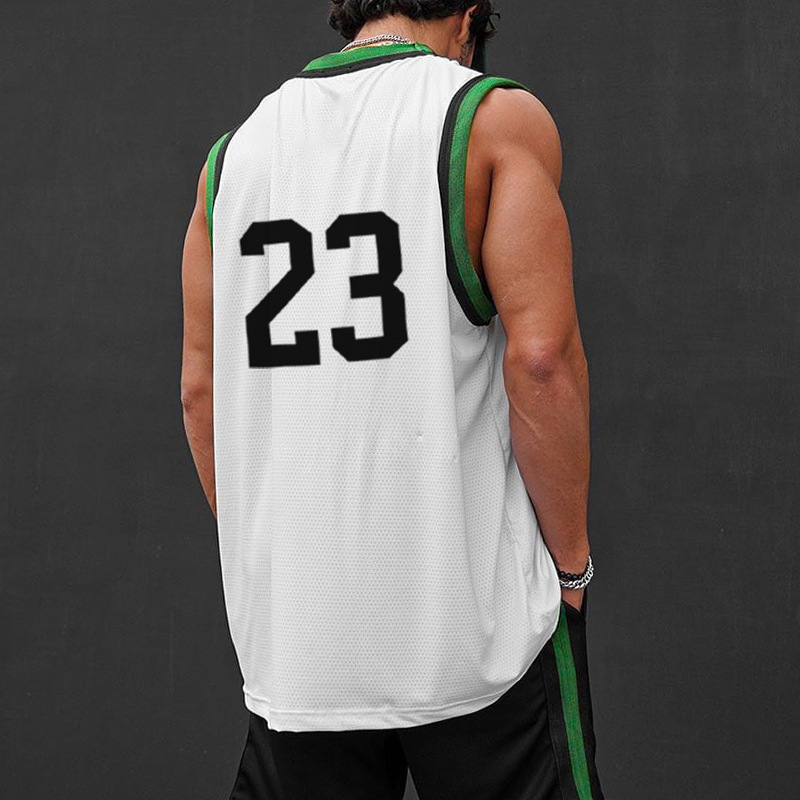 Men's Summer Men's Vest American Thin Large Size Mesh Sports Sleeveless T-Shirt Fashion Brand Quick-drying Printed Waistcoat