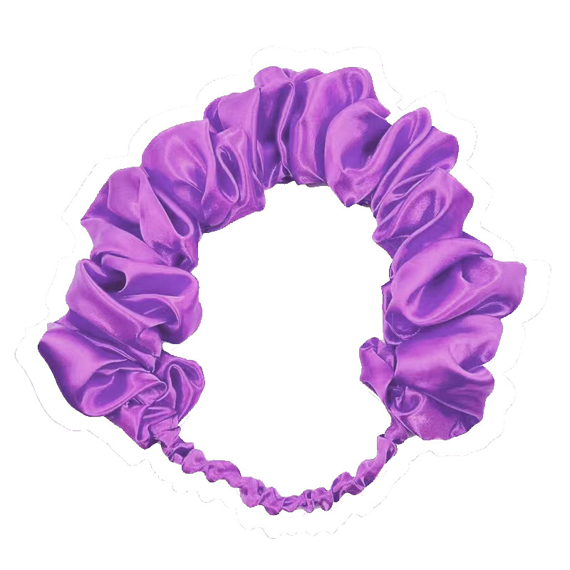 Hot new satin pleated elastic solid color wide-brimmed European and American hair band wholesale Amazon foreign trade 2023