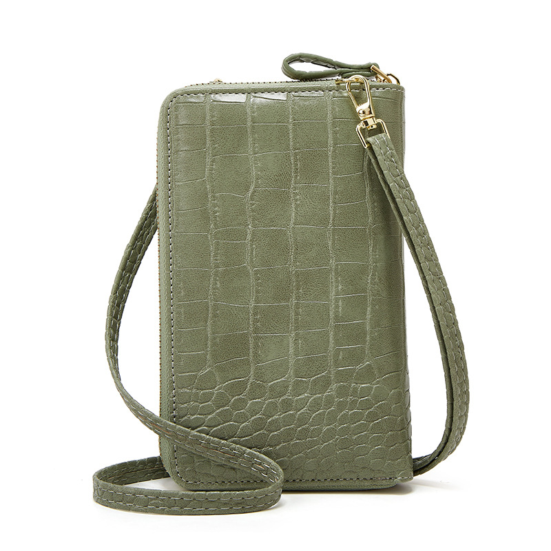 New Crocodile Pattern Mobile Phone Bag Shoulder Crossbody Women's Vertical Coin Purse Large Capacity Coin Bag Card Bag Y600