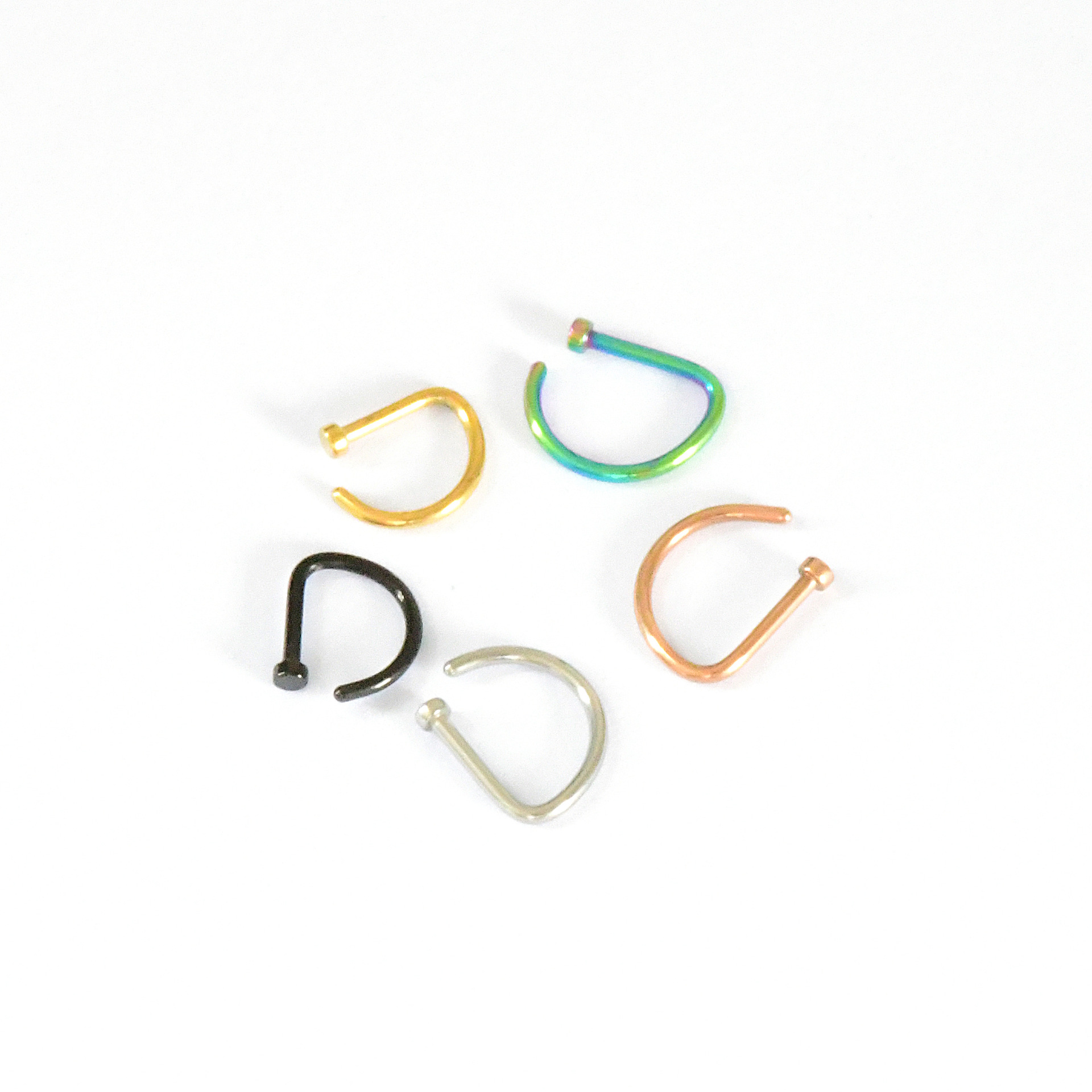 Cross-border source stainless steel D-type simple American personality style non-perforated nose ring jewelry fake nose nail nose lip ring