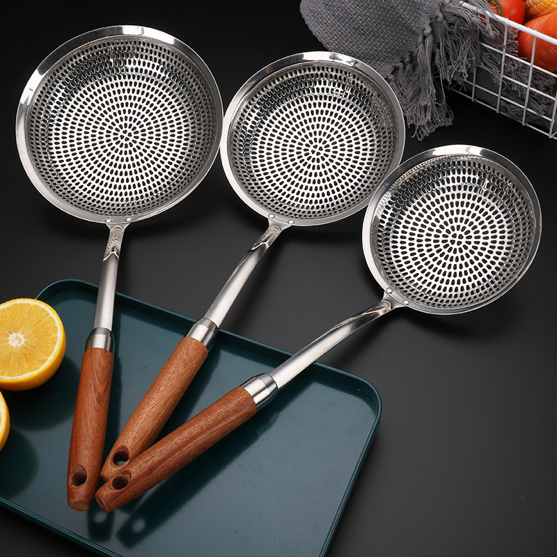 Thick 304 stainless steel large colander noodles and dumplings household kitchen hot pot spoon strainer fried filter net