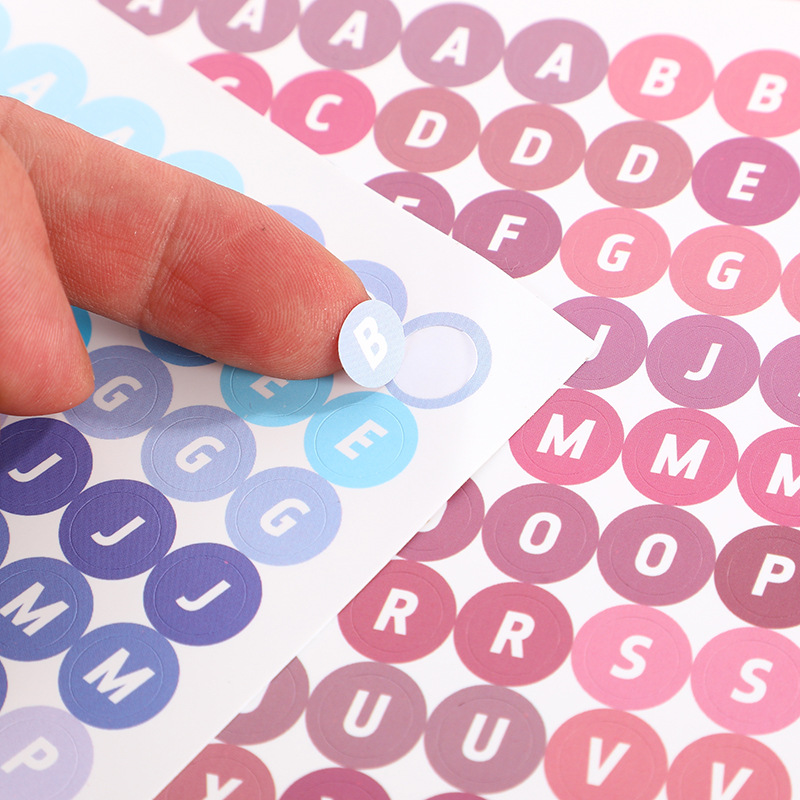 South Korea Goka colorful round English letters and numbers hand account stickers Goka stickers hand account material stationery stickers
