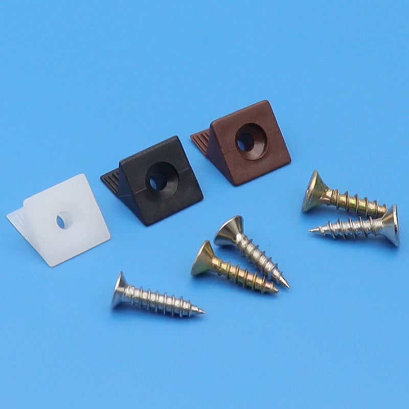 Minggu manufacturers with self-tapping screws White Black back plate buckle wardrobe cabinet plate holder plastic corner code