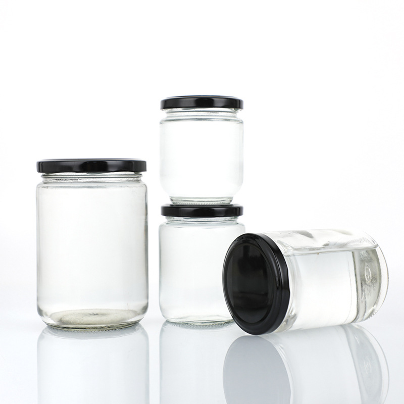 Canned bottle glass bottle pickles bottle round empty bottle jam chili sauce honey bottle spot wholesale