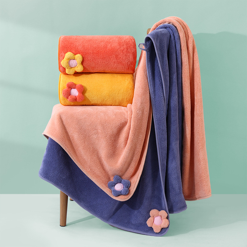 Coral Velvet Bath Towel Wholesale Two-Piece Set Thickened Quick-Drying Water-Absorbent Thickened Household Adult Street Stall Souvenir