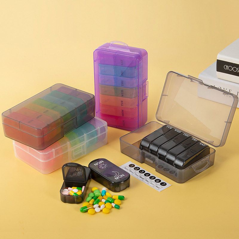 7 days 14 small medicine box classification portable medicine box morning and evening week classification travel medicine storage box