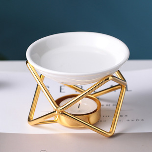 Square Iron Creative New Aromatherapy Furnace Golden Essential Oil Lamp Incense Wax Furnace Home Candle Lamp Furnace Amazon