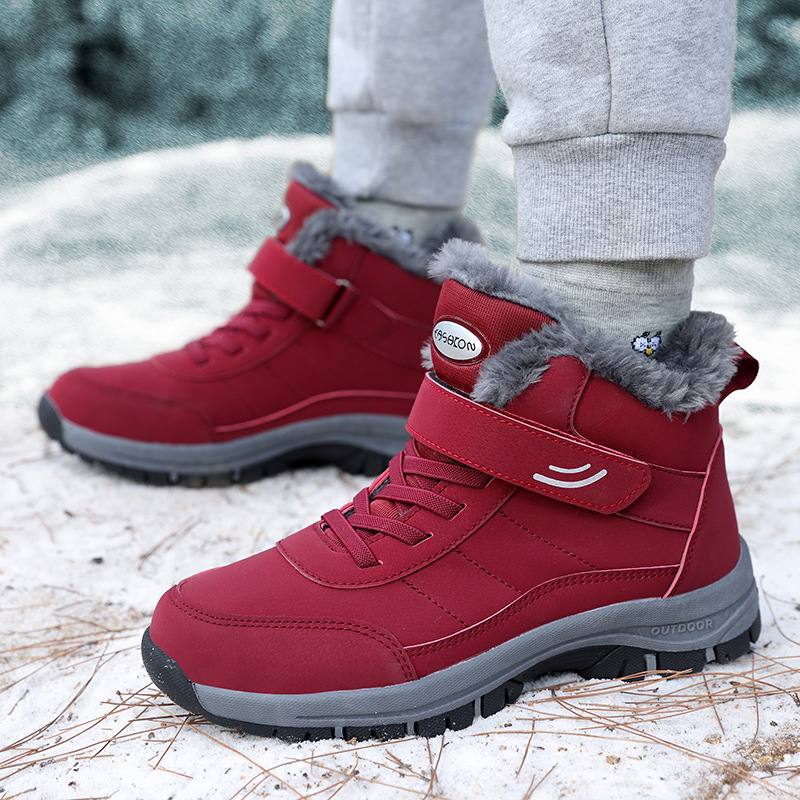 New old men's shoes autumn and winter high-top fleece-lined thick cotton shoes sports non-slip walking shoes mother snow boots couple