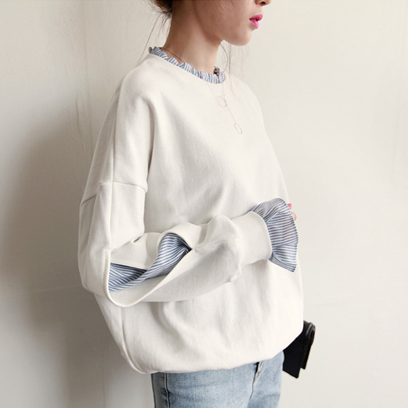 Autumn New Large Size Loose Long-sleeved Women's Round Neck Thin Coat Top