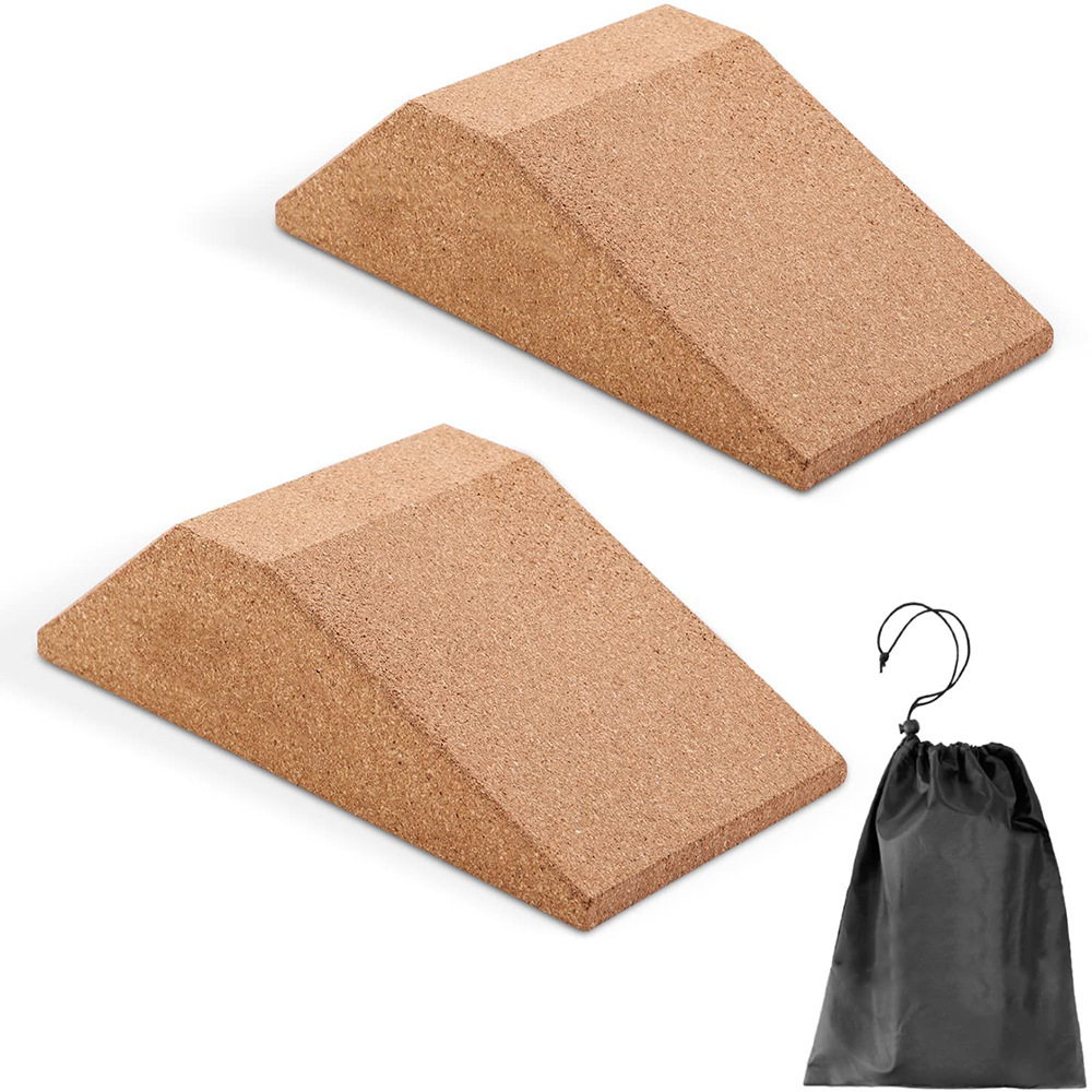 Cork yoga Wood squat wood wedge block weightlifting sports non-slip training high heel knee tilt board Fitness foot pad
