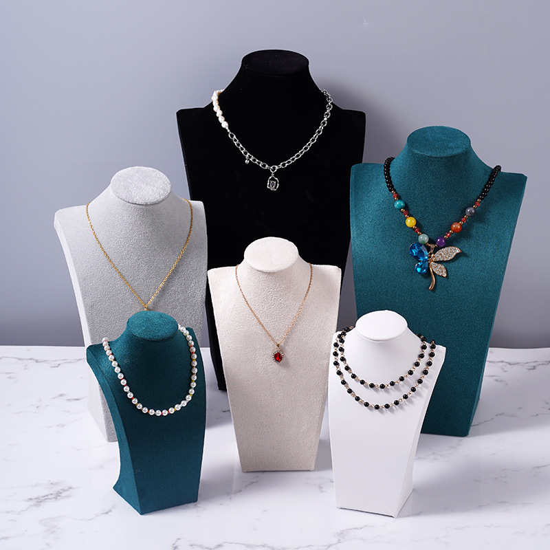 Flannel Necklace Display Rack for Human Model Jewelry Rack Necklace Neck Mold Counter Display Props Necklace Rack