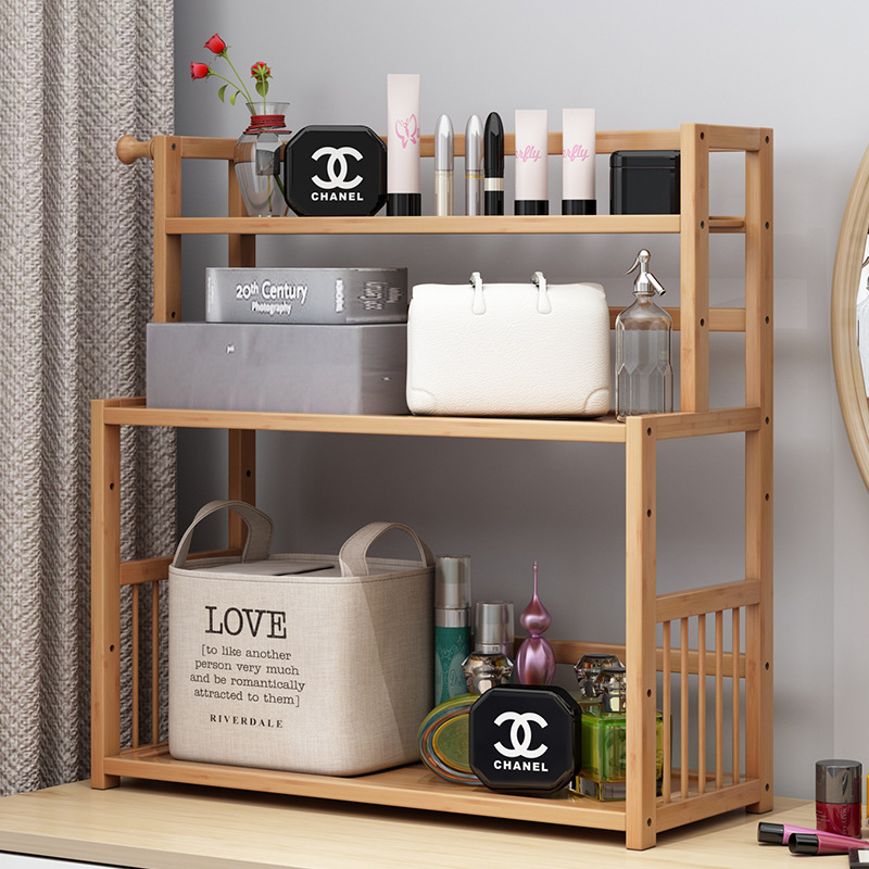 Bamboo bookshelf storage rack simple seasoning rack multi-layer oil, salt, sauce and vinegar storage rack space-saving punch-free