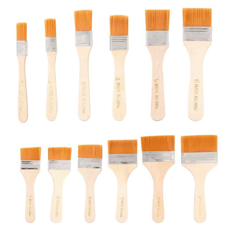 Yellow wool board brush nylon board brush brush brush barbecue brush painting nylon row brush oil painting brush 12 times set