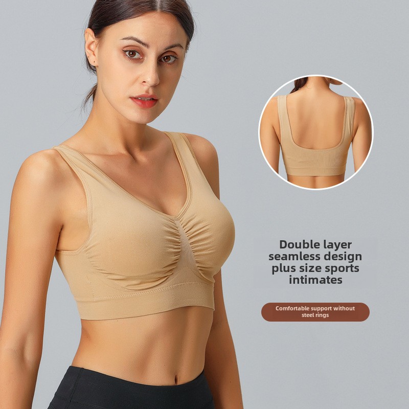 Comfortable Seamless Sports Bra for Large Sizes with Adjustable Straps_voghion.com