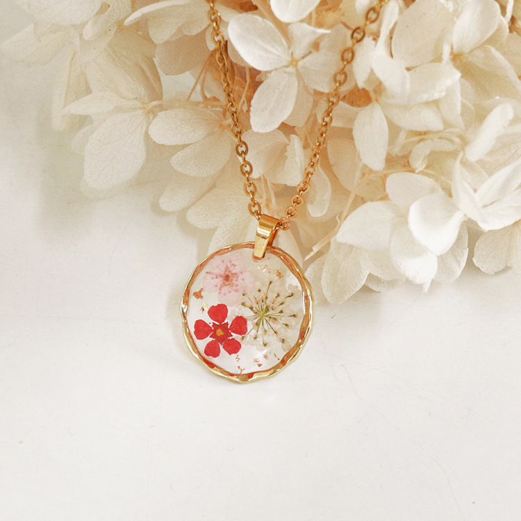 新商品の不規則な丸い花のネックレスの真の花の永遠の花の復古のペンダントのセーターのチェーンの源の工場は卸売りします。|undefined