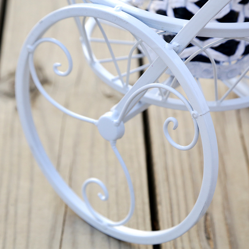 European Style Wrought Iron Bicycle Hanging Basket Flower Rack Bicycle Multi-layer Indoor Floor Flower Pot Rack Fleshy Green Rose Balcony Flower Rack