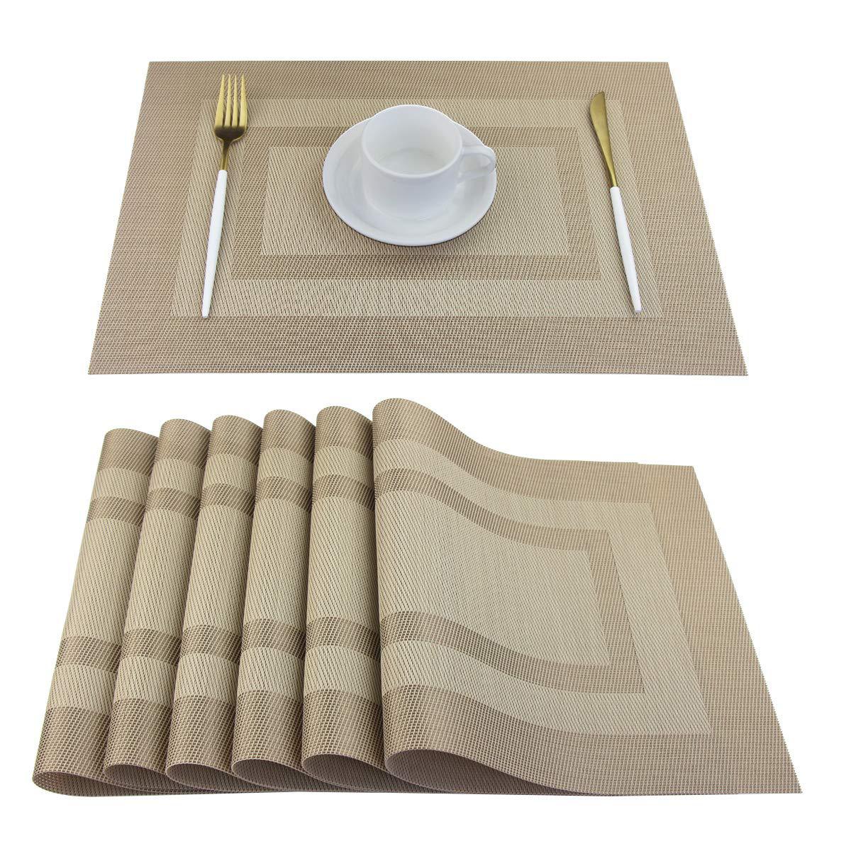 Amazon placemat Teslin pvc double frame placemat coasters waterproof and oil-proof easy to clean bowl mat restaurant wholesale