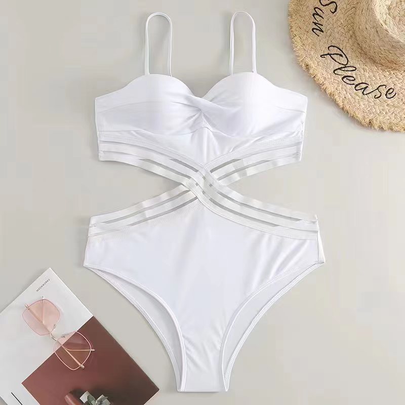 New European and American Sexy Black Triangle One-piece Swimsuit Women's Steel-braced Hard-packed High Waist Bikini Cross-border Foreign Trade