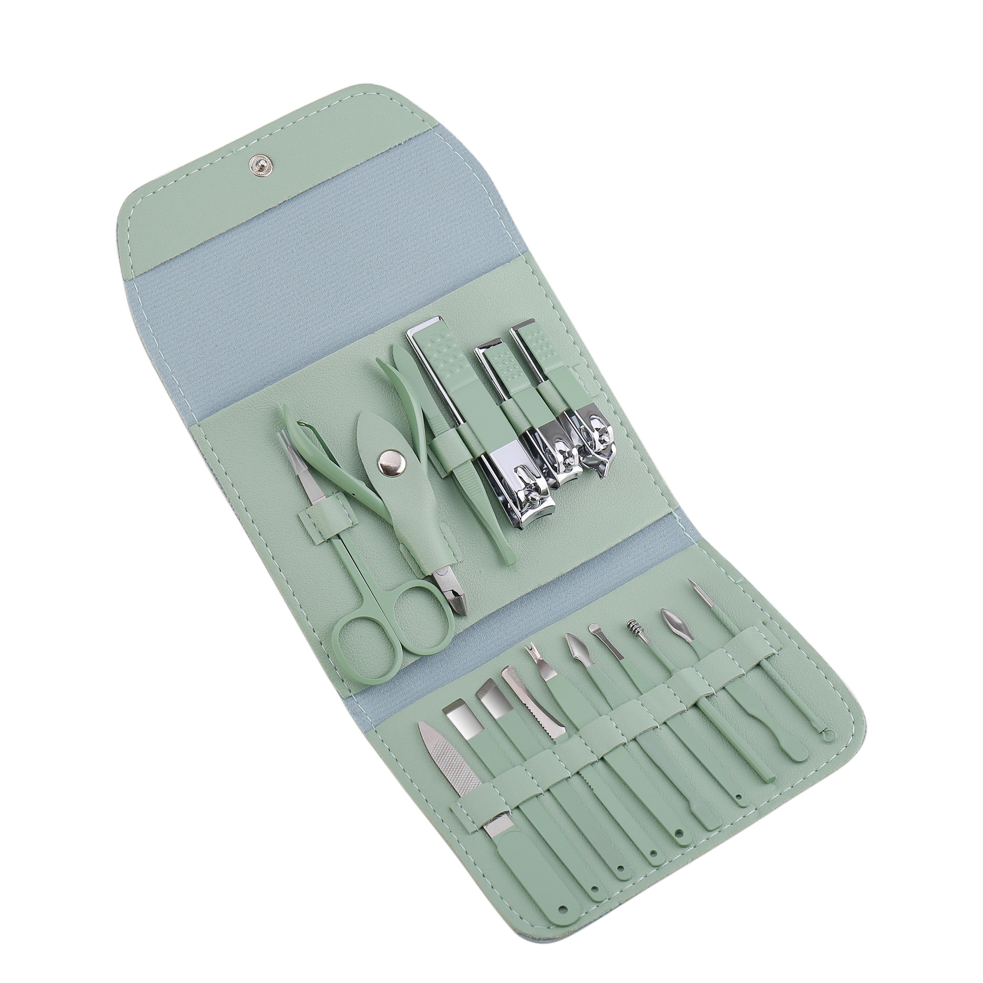 Green stainless steel nail clippers pedicure knife set box nail tools full set nail clippers suit nail clippers wholesale full set