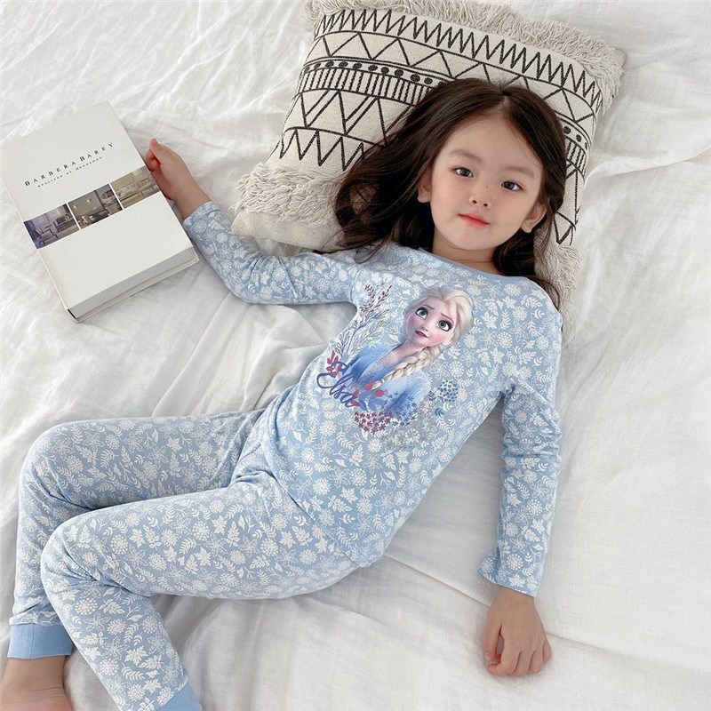 Children's sleepwear set 2024 new Korean style spring and autumn set for girls home clothes two-piece set for middle children air conditioning clothes trendy