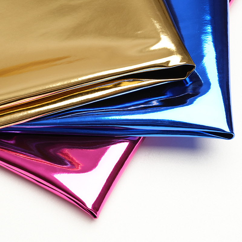 Factory spot metal high-gloss mirror leather pu leather fabric performance clothing fabric luggage shoe material soft foreskin