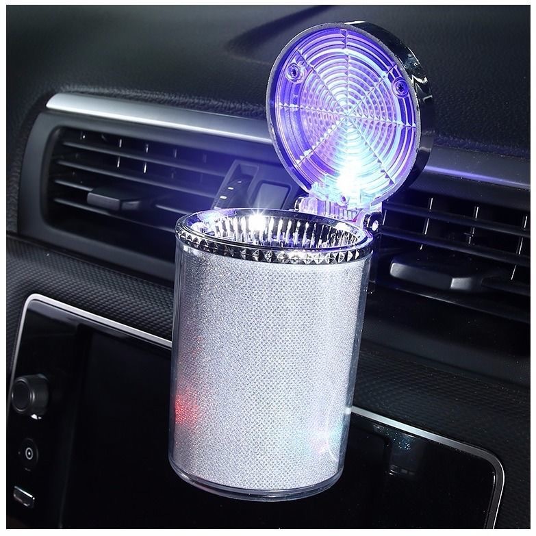 Car Ashtray Hanging Personalized Creative Internet Celebrity Car Ashtray with Lid Led Light Car Ashtray