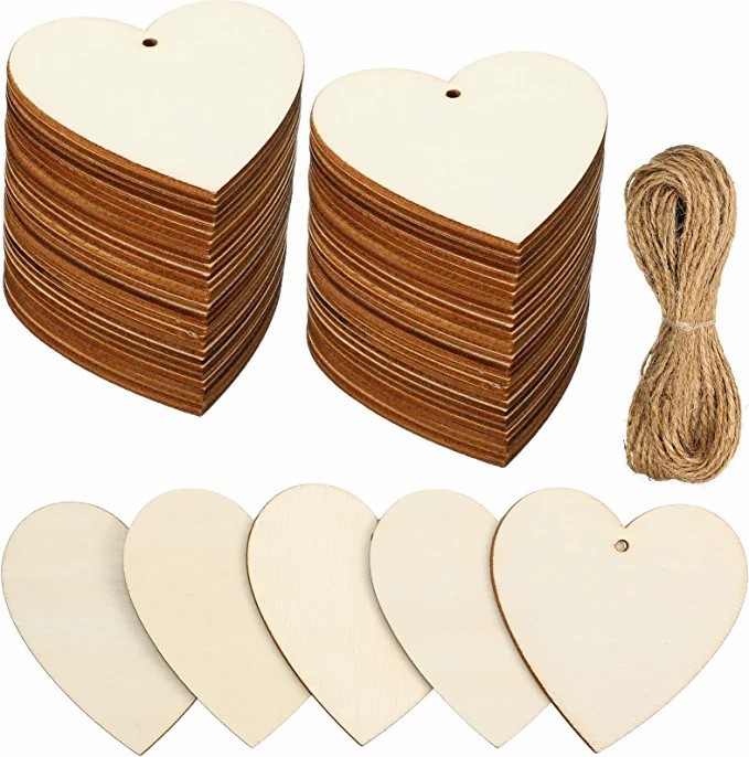 Cross-border hot DIY blank wood pieces Valentine's Day Christmas creative decoration heart-shaped hand-painted pendant decoration