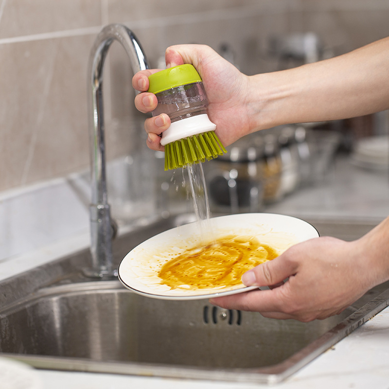 Explosive Kitchen Cleaning Artifact Handheld Pressure Soap Brush Household Kitchen Washer Brush Dishwashing Brush Degreasing and Descaling