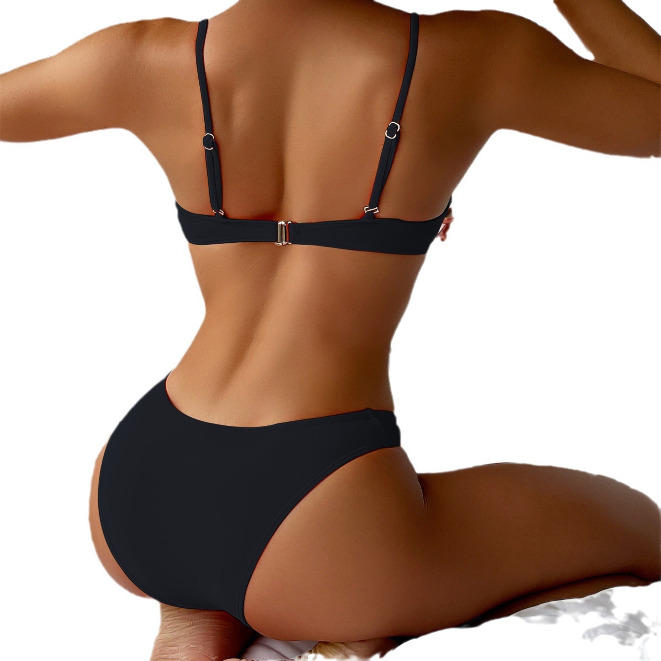 2023 solid color sexy push up bikini split swimsuit Amazon cross-border hot bikini women's swimsuit