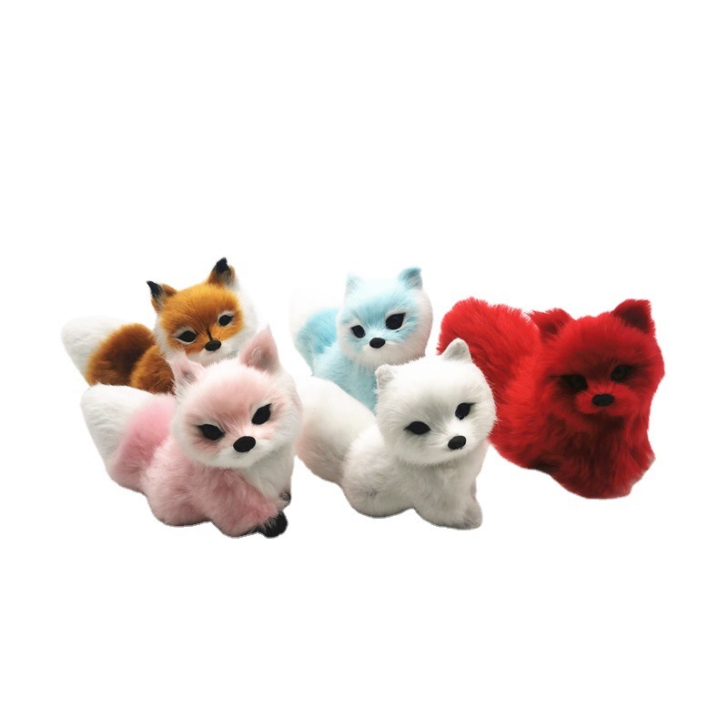 おとなしい猫のシミュレーション動物シリーズのシミュレーション狐の置物の青い狐のピンクの狐はキツネの9尾の狐のfoxに寝ます。|undefined