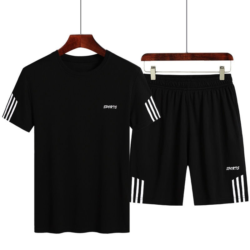 Sports suit Men's Summer Casual suit Gym Running Clothes Loose Crewneck Group Printed Quick-drying T-shirt