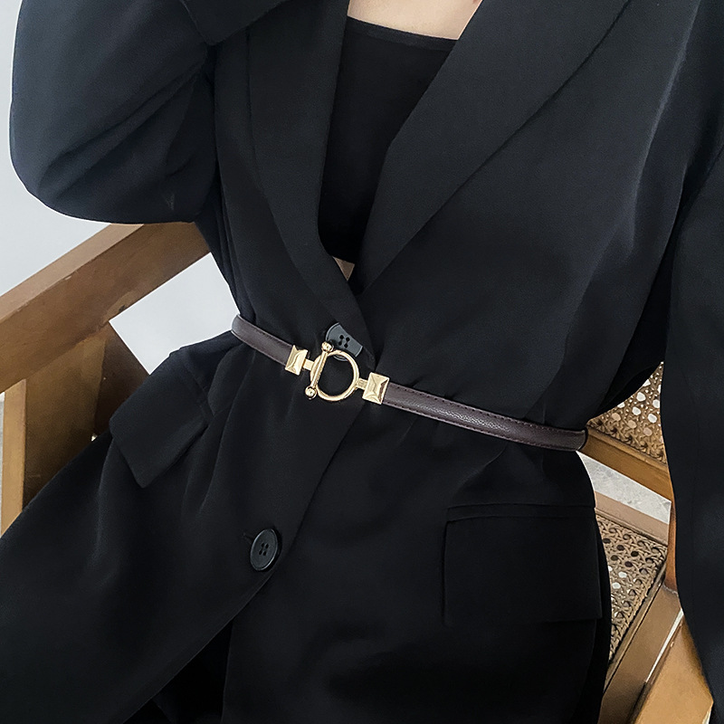 Thin belt Women's decorative summer waist chain with suit coat dress tight waist versatile elegant simple Korean style belt