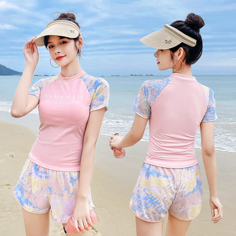 2024 new swimsuit women's split sports style student cover belly slimming conservative blouse Korean ins slimming small breasts