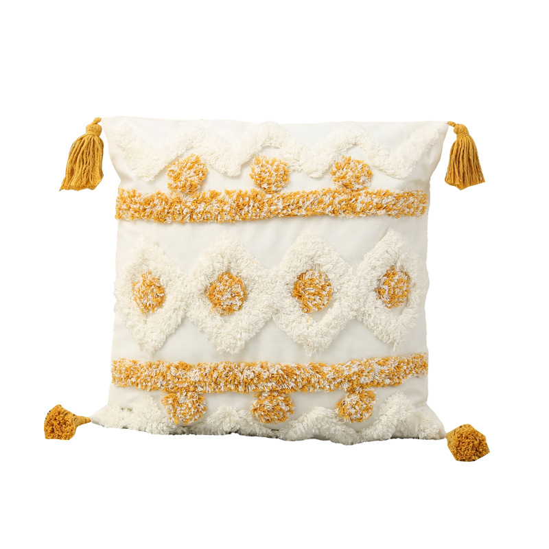 Bohemian style tufted Pillow sofa cushion living room bedroom embroidered waist pillow pillow bedside pillow cover wholesale