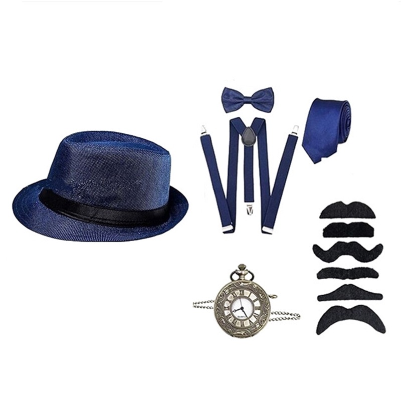 Foreign trade 1920s Gatsby ball party men's hat pocket watch strap tie hat set a generation of hair