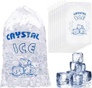 Factory 10 pounds disposable transparent PE drawstring bag wearing rope ice bag ice packing Amazon same