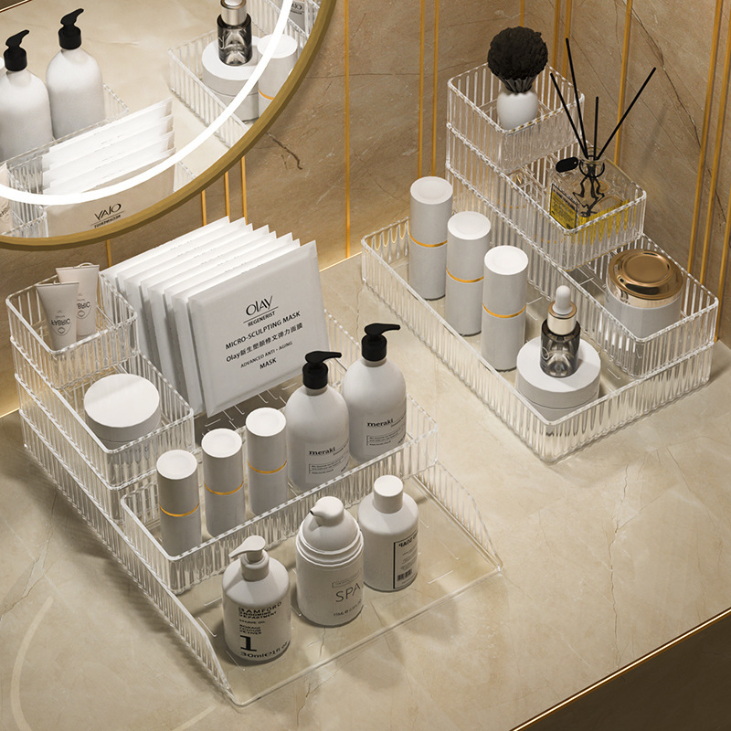 Desktop Storage Box ins Cosmetic Storage Box Household Transparent PET Drawer Sundries Storage Box Office Storage Frame