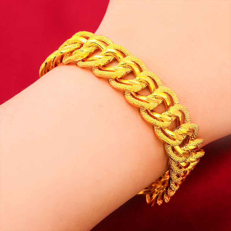 Gioielli unisex Bracciale alla moda in oro Bracciale a tesa larga Bracciale grande a torsione Bracciale in oro_voghion.com