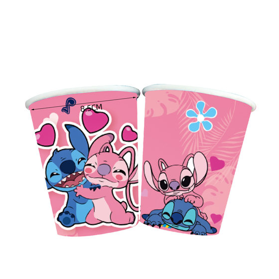 Pink stitch birthday party supplies disposable tableware paper plate paper cup tissue girl birthday party decoration