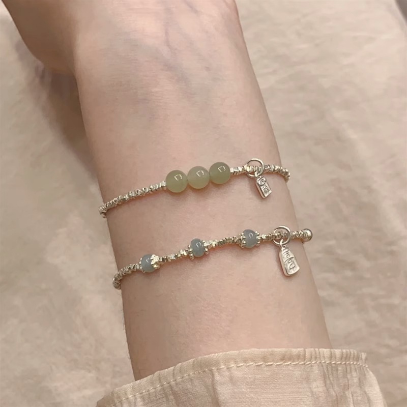New Chinese Bracelet Broken Silver Irregular Niche Simple Alloy Bracelet Electroplated Ping An Lock Chinese Style Transport Bracelet