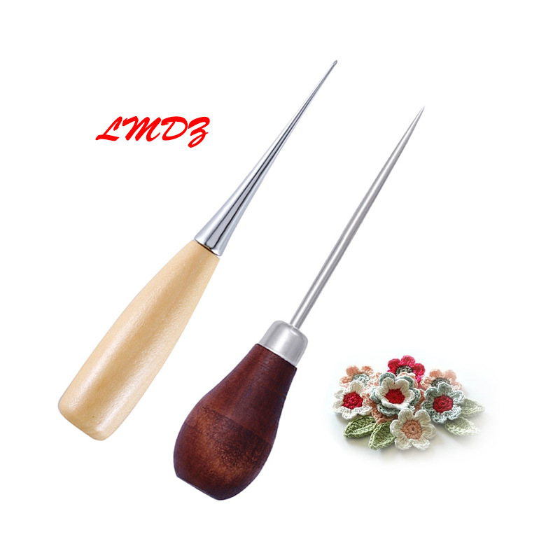 SKC wooden handle gourd awl handmade leather cone DIY weaving tool straight cone curved cone leather shoe repair drill