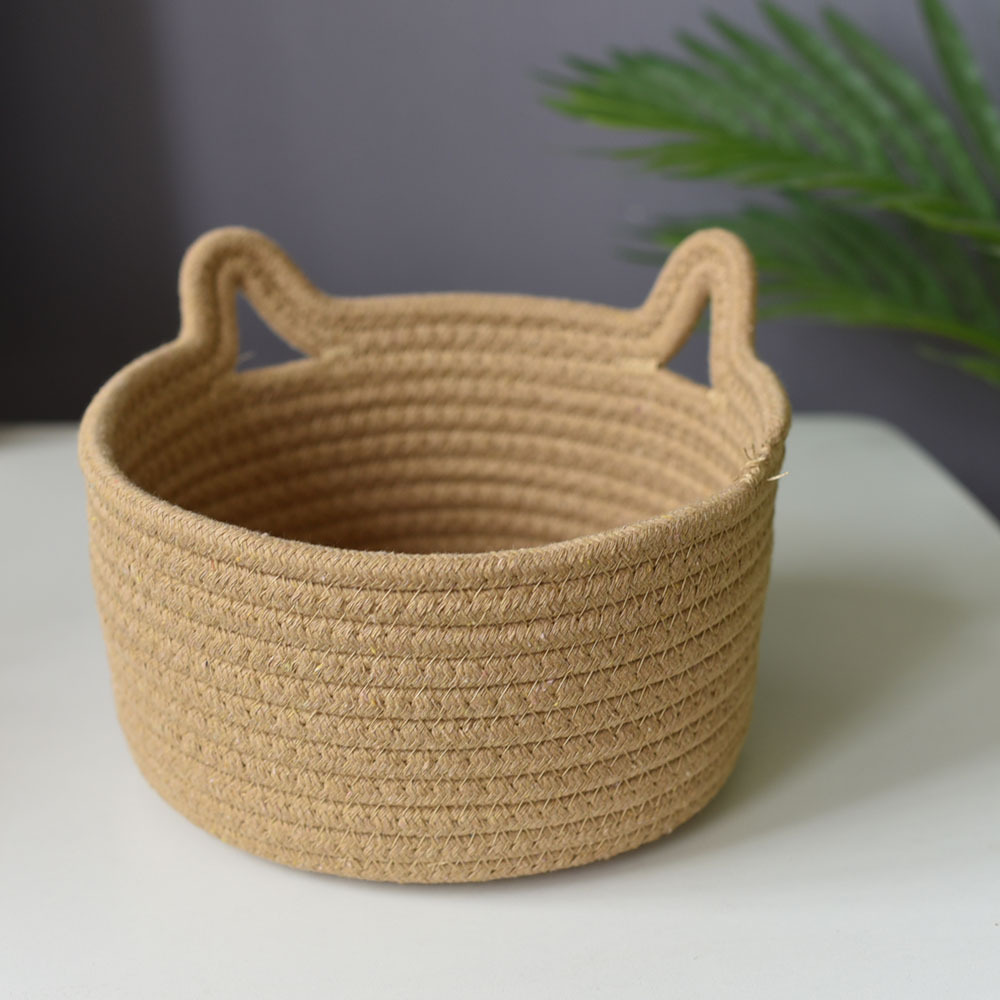 Storage basket wholesale cotton basket woven basket rattan cat ear round Net red storage basket factory direct sales basket