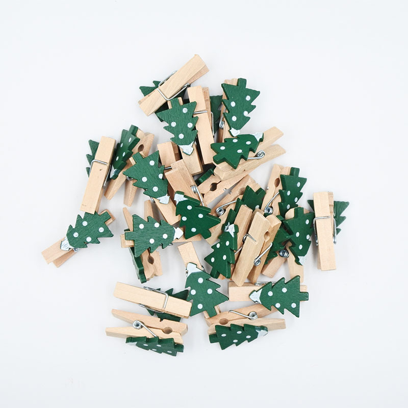 3.5cm Christmas Series Wooden Clip Wholesale Christmas Decorative Wooden Clip Christmas Tree Gloves Fawn Snowflake